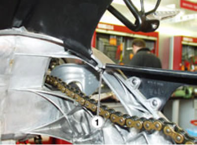 Release and remove the screw (1) on both sides.