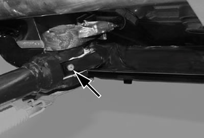 Grease bearing bush (arrow) with a grease gun…