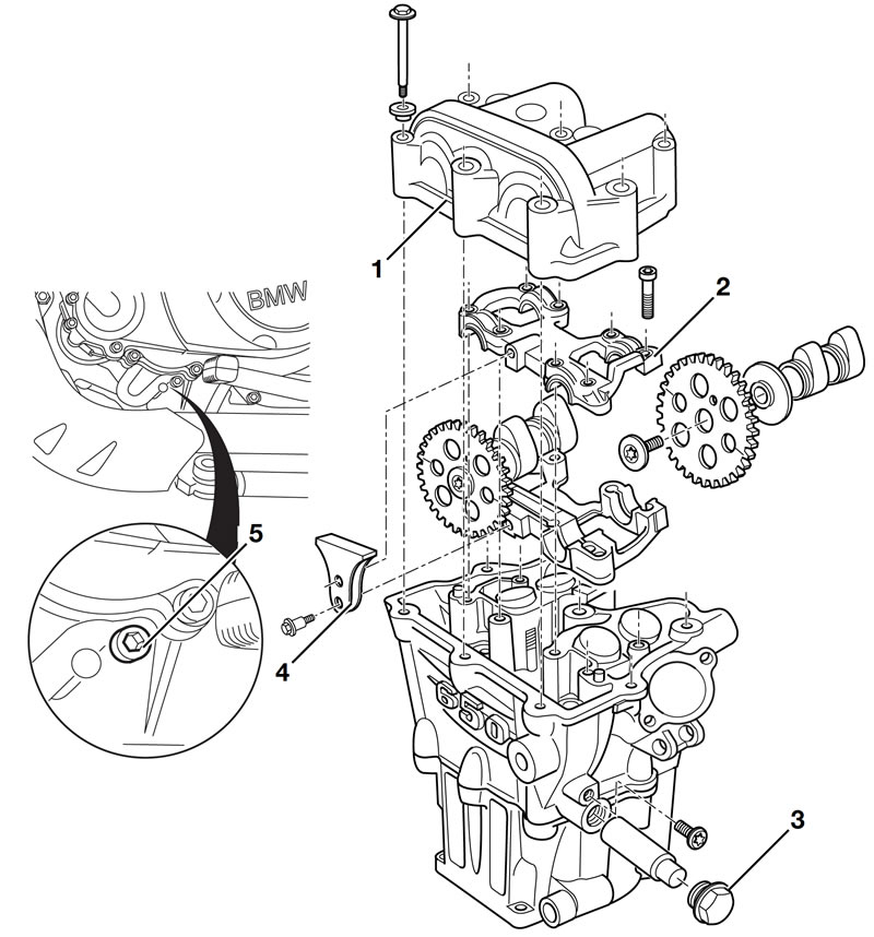 Removing cylinder head (БМВ F 650 GS, 2000-2007: Engine and systems ...