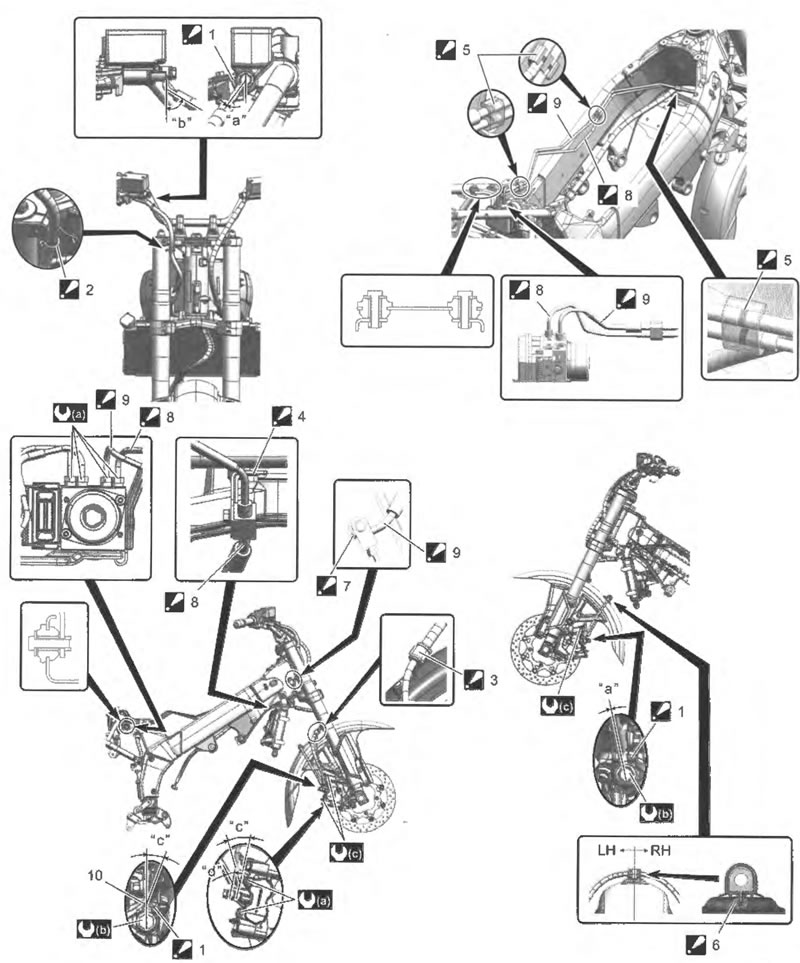 Front Brake Hose Routing Diagram (Suzuki 1000A/XA V-Strom, 2014-2019 ...